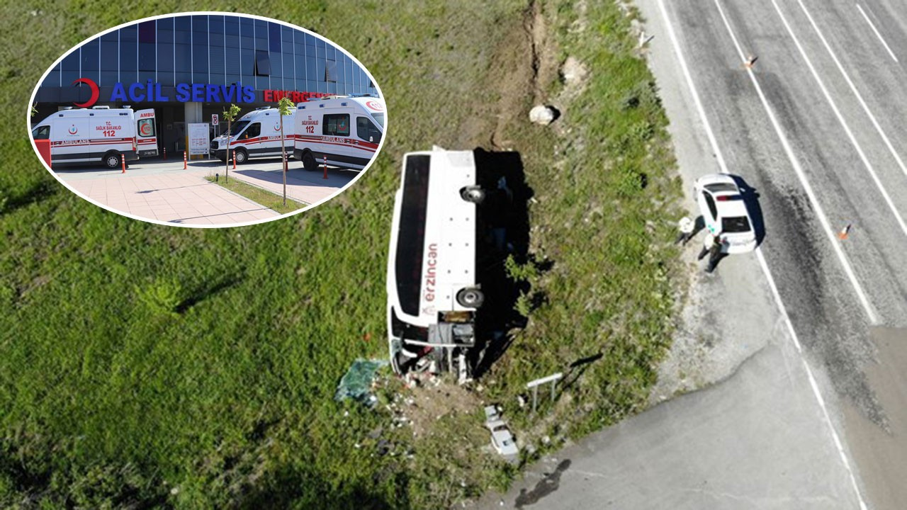 Erzincan'da yolcu otobüsü devrildi: Yaralılar var