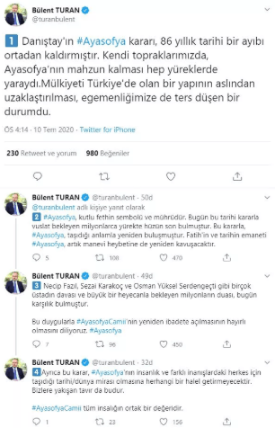 Danıştay'ın Ayasofya kararı sonrası ilk tepkiler - Sayfa 7