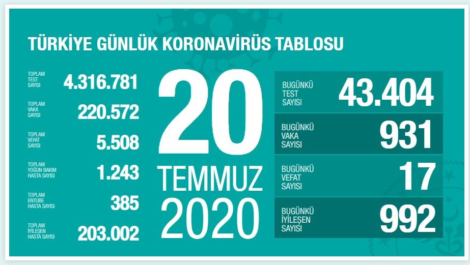 Türkiye'nin Temmuz ayı koronavirüs tablosu - Sayfa 20