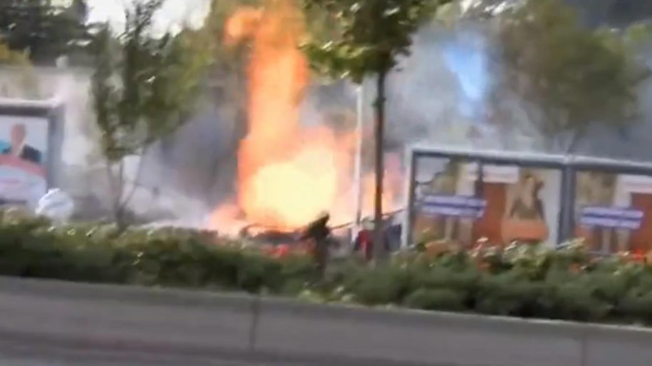 Ankara son dakika patlamalar, MTA bahçesinde yangın var