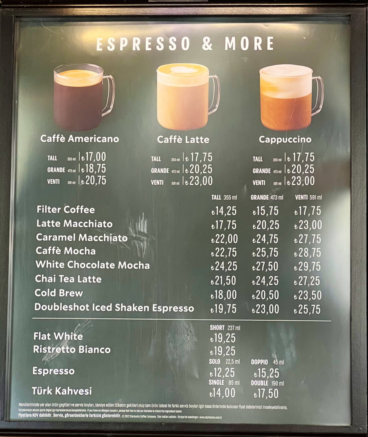 Starbucks kahve fiyatları listesi 2022 güncel zamlı liste