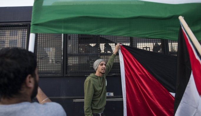 Yunanistan'da Filistin'e destek gösterisi