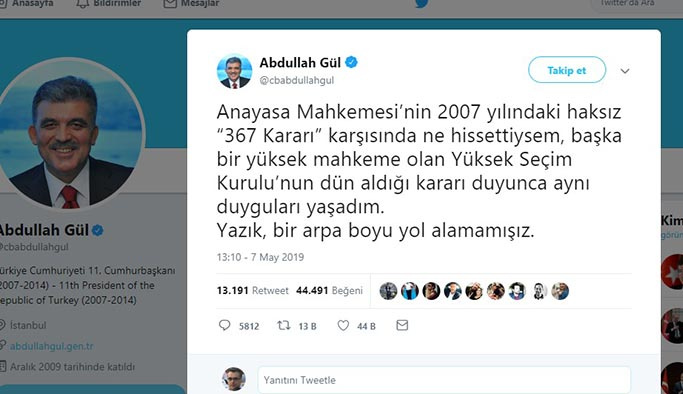 Abdullah Gül'den tepki çeken mesaj