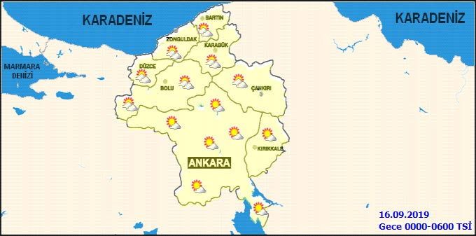 Ankara'da 16 Eylül 2019 hava durumu nasıl olacak, haritalı tahmin